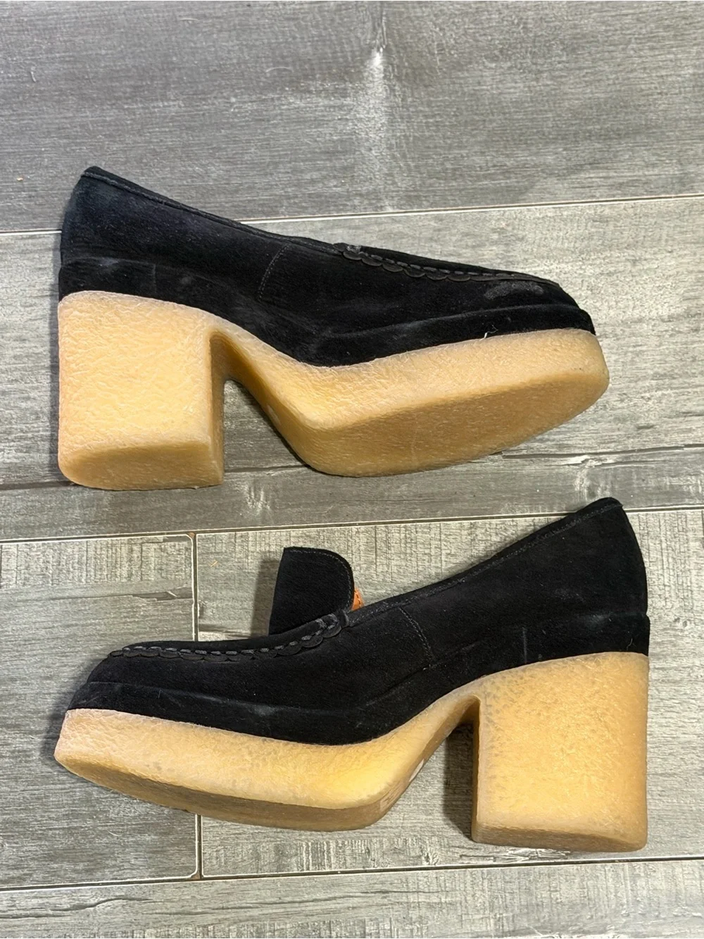 Marc Fisher Lina Slip-On Platform Loafer Heel Pumps Suede Chunky 8.5 NWOB